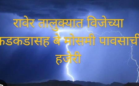 रावेर तालुक्यात विजेच्या कडकडाटसह बे मोसमी पावसाची हजेरी