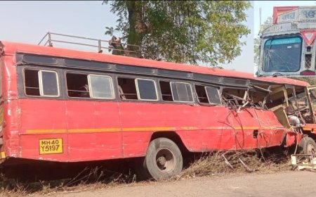 धुळे - बऱ्हाणपूर बस अपघातात १० प्रवासी जखमी, ४ गंभीर