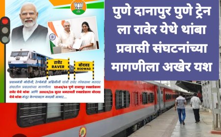 दानापुर पुणे एक्सप्रेस रावेरला उद्यापासून थांबणार,केंद्रीय मंत्री रक्षाताई खडसे यांच्या हस्ते हिरवी झेंडी दाखवून होणार उद्घाटन