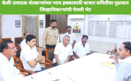 केळी उत्पादन शेतकऱ्यांच्या न्याय हक्कासाठी कृषी उत्पन्न बाजार समितीचा पुढाकार जिल्हाधिकारी यांची घेतली भेट