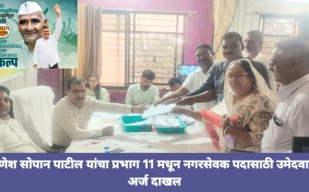 गणेश सोपान पाटील यांचा प्रभाग 11 च्या विकासासाठी नगरसेवक पदाचा उमेदवारी अर्ज दाखल